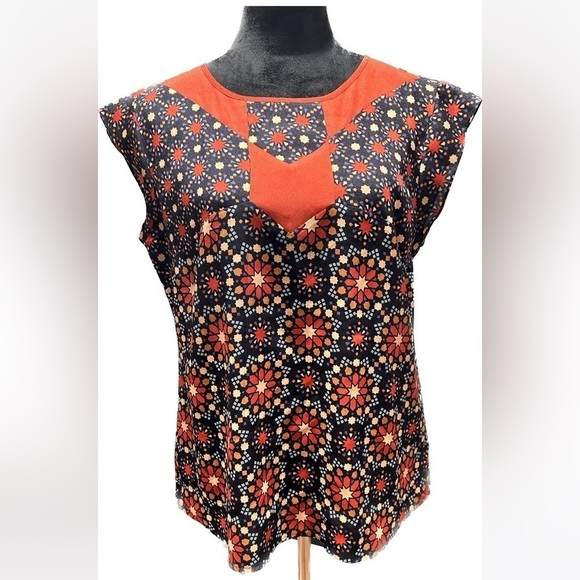 The Limited Orange and Blue Kaleidoscope pattern Size L top - Picture 1 of 7